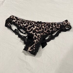 Cacique Leopard Open Strappy Back Panty 14/16 NWT